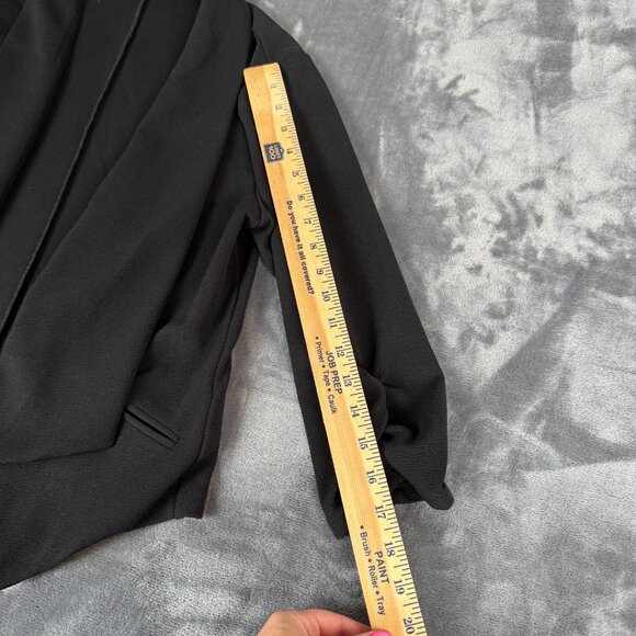 Maurices Womens Jacket Blazar Size L Black Open Front 3/4 Sleeves Pockets - Picture 4 of 8